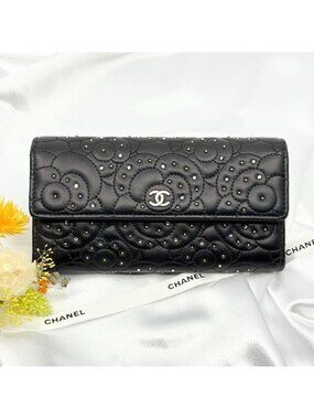 Chanel Wallet Camellia Line Stone Flap
